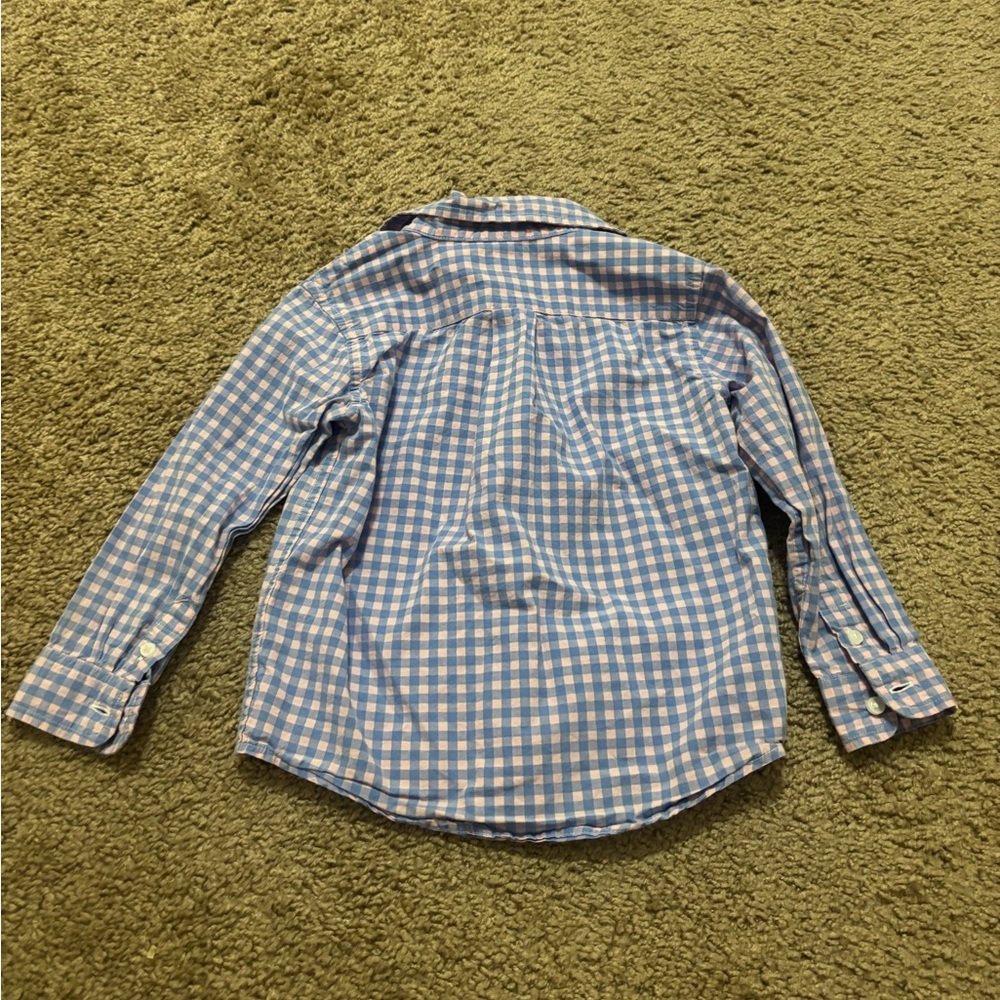 Janie and Jack Blue Gingham Poplin Shirt Size 3T - Picture 3 of 5
